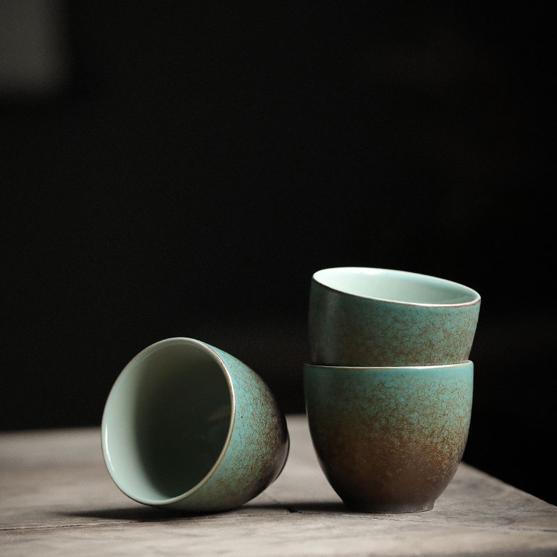 天州 陶瓷茶杯单杯品茗杯主人杯小茶碗复古窑变茶盏粗陶茶具杯子