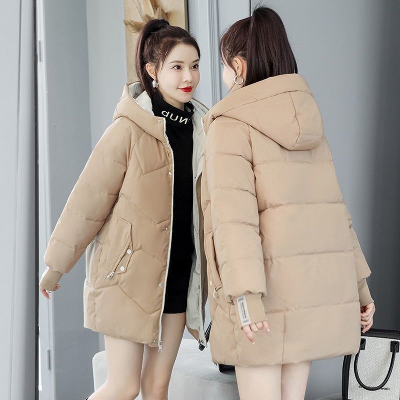 雅鹿反季羽绒羽绒服女中长款韩版宽松大码连帽棉袄2022冬季新款加