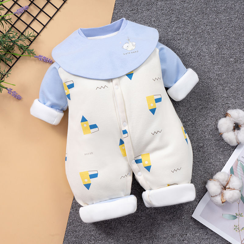 宝宝衣服可爱超萌加棉冬装0-9月婴幼儿秋冬季爬服保暖连体衣H