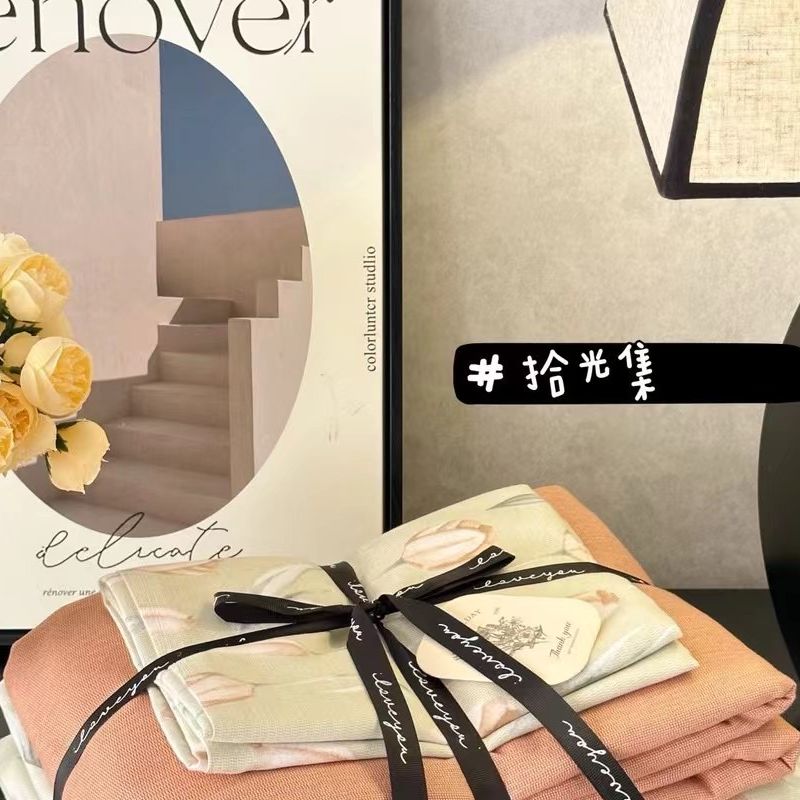 【晴美】暖绒磨毛加厚双层纱印花四件套