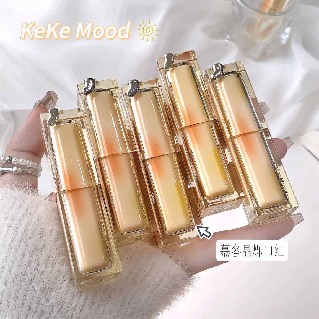 晶冻口红面镜久持膏唇璃玻色掉杯沾不素酵色欲纯白显色掉不水润
