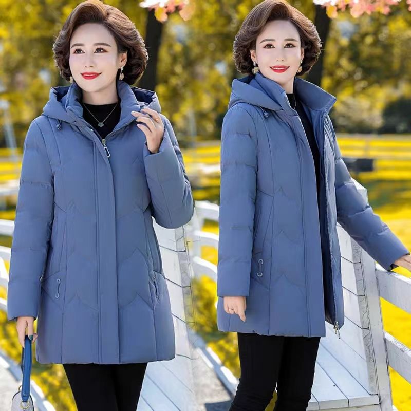 波司澄妈妈羽绒服女新款中长款白鸭绒时尚洋气中老年人加厚大码外