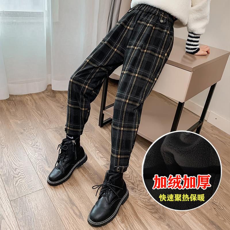 女童裤子秋冬装儿童洋气冬季长裤女孩休闲裤潮中大童加绒加厚外穿