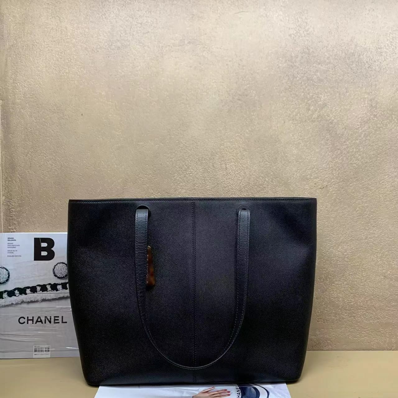95新  壹臻中古/定金  Chanel黑色全皮中古tote包 5开 91584500