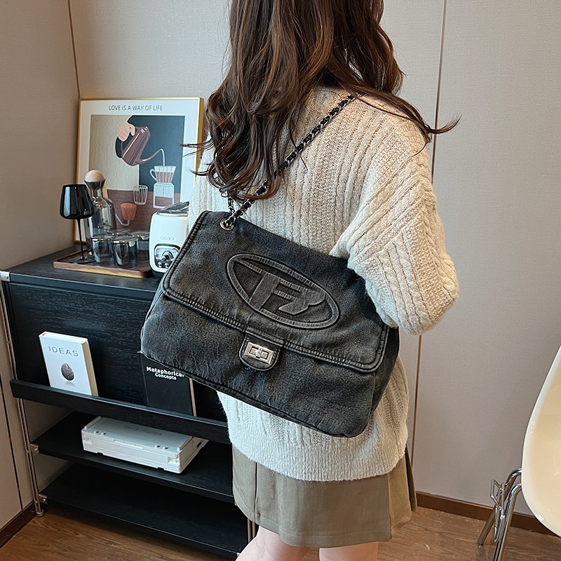 【长34 高26】小众复古牛仔腋下高级感时尚手提包3018黑色