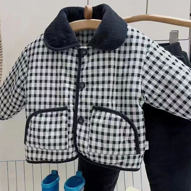 4871  小童领子款格子家居服套装
