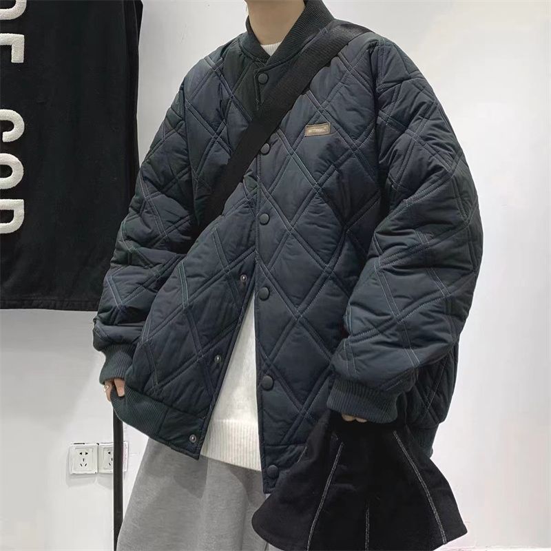 【小扬哥推荐】【大扬哥推荐】大码胖子美式菱形格棒球棉服男冬季