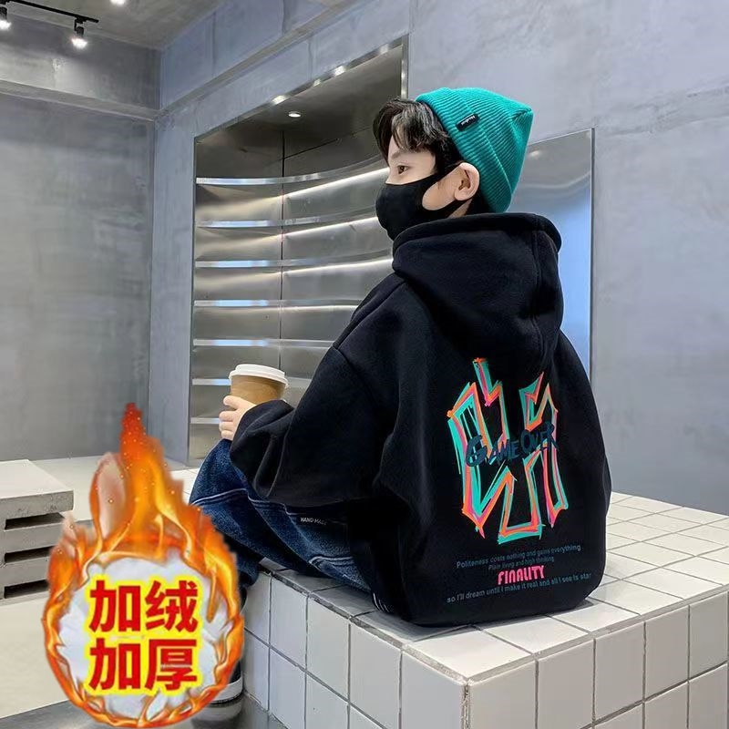 儿童装男童春季卫衣2023新款中大童洋气男孩春秋季时髦帅气炸街潮