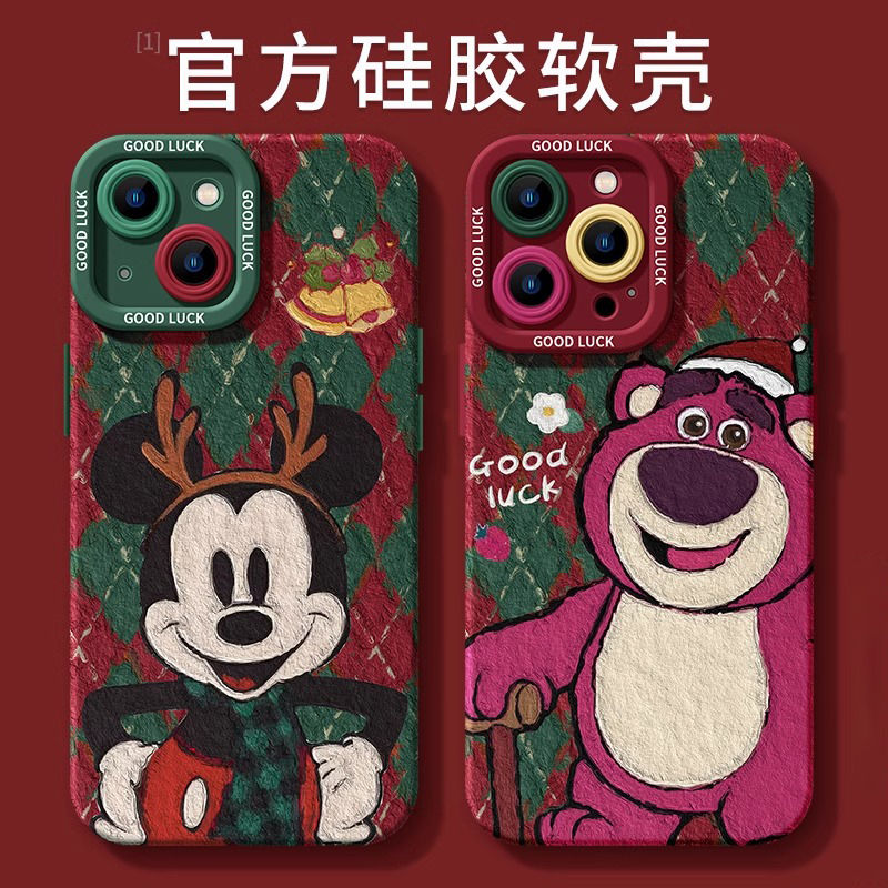 圣诞新年苹果15手机壳iphone14promax卡通13硅胶12创意11全包XSXR