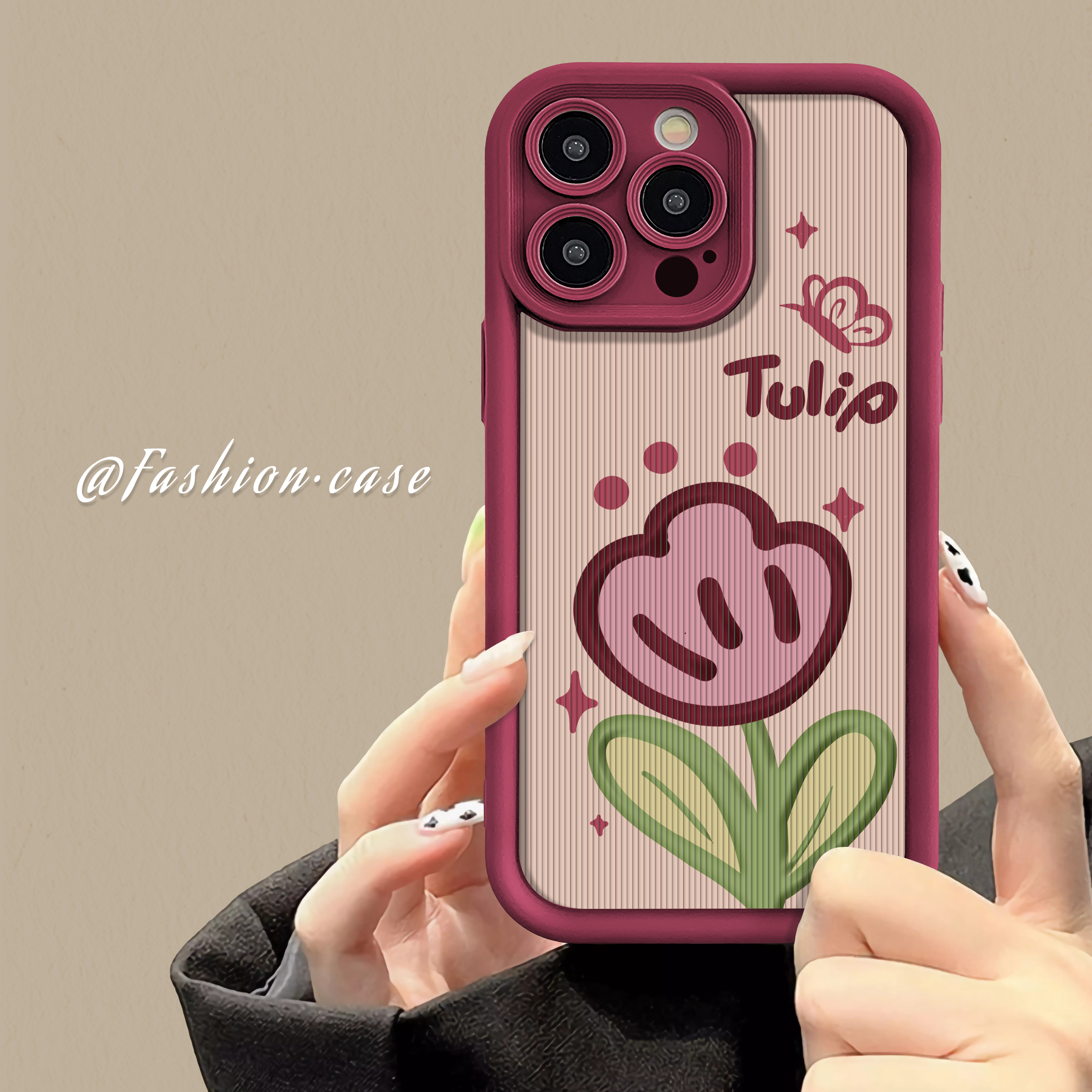 适用于苹果15华为OPPO小米VIVO创意时尚郁金香LJ阶梯手机壳1F122