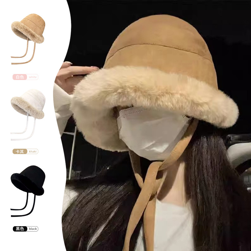 【小扬哥推荐】防风绑带毛绒渔夫帽女秋冬保暖加厚护耳雷锋帽冬天御