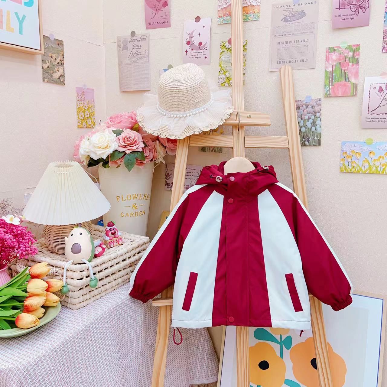 冬款新款女童休闲洋气撞色三合一加棉连帽外套.D-ZT630