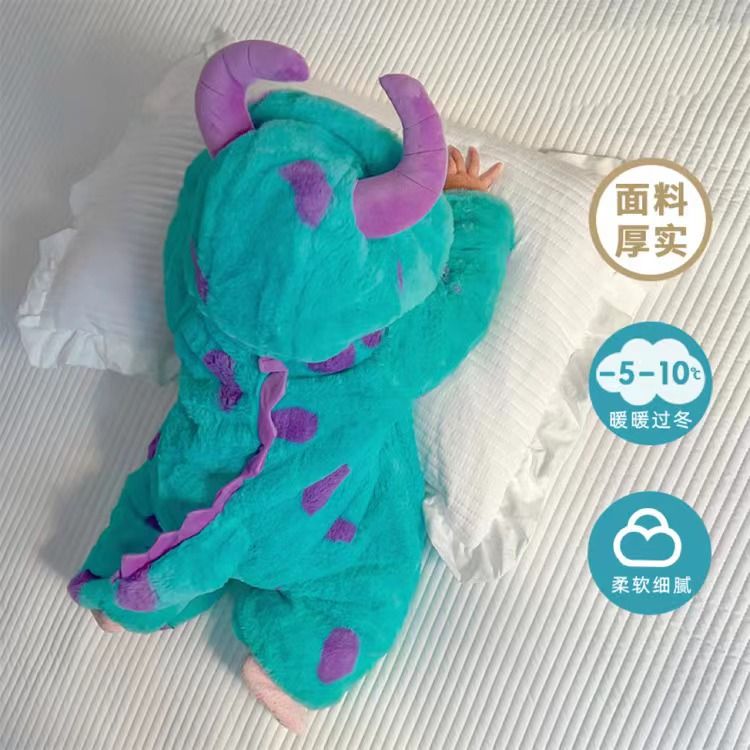 【华萨】婴儿连体衣冬季加厚搞怪服可爱宝宝小怪兽冬装可爱超萌外