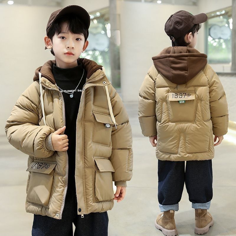 保暖棉服秋冬帅气加绒加厚洋气棉衣新款男童外套2023冬季爆款潮