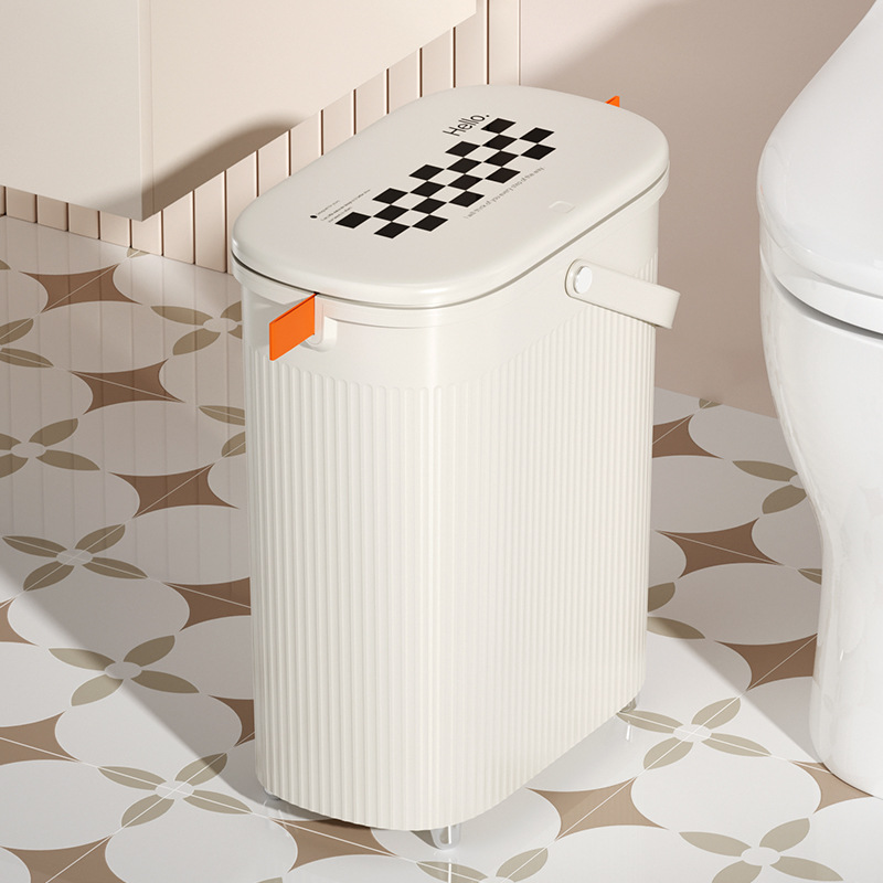 窄缝垃圾桶家用卫生间防臭夹缝厕所带盖按压卫生桶大容量网红一体