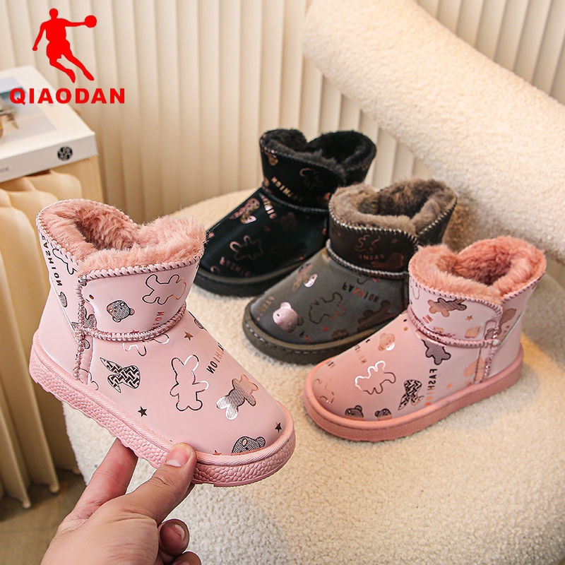 乔丹儿童断码女童雪地靴2023年新款冬季加绒加厚保暖公主鞋儿童宝