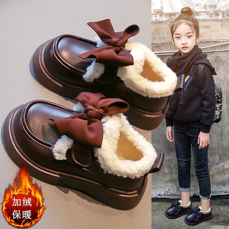 回力瑞秋冬款女童鞋棉鞋儿童大棉保暖鞋女孩加绒加厚公主皮鞋