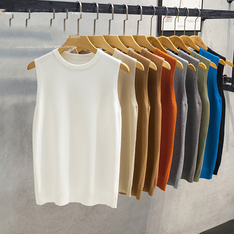 秋季男士无袖毛衣背心修身打底衫圆领针织衫韩版轻熟风马甲线衣潮