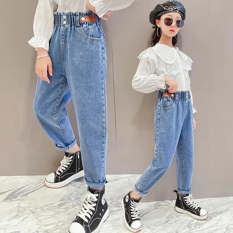 女童牛仔裤春秋2023秋装新款宽松老爹裤小女孩时髦软牛仔长XIANNL