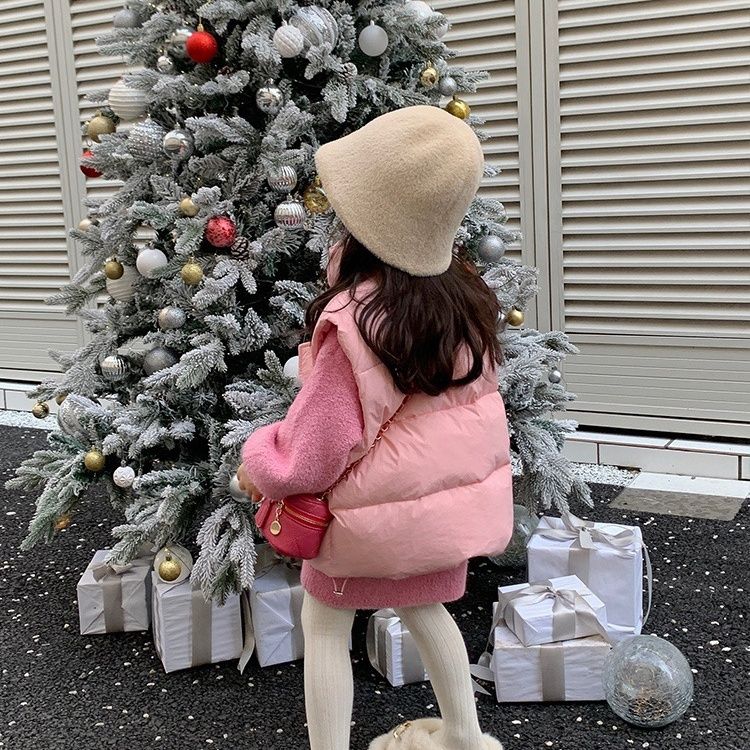 儿童马夹女童韩版休闲马甲秋冬装新款女宝宝立领加厚保暖洋气外套
