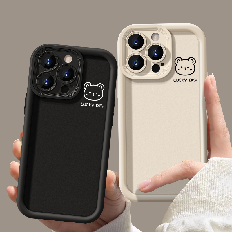 简约小熊苹果华为vivo女款oppo小米iPhone14promax硅胶防摔手机壳