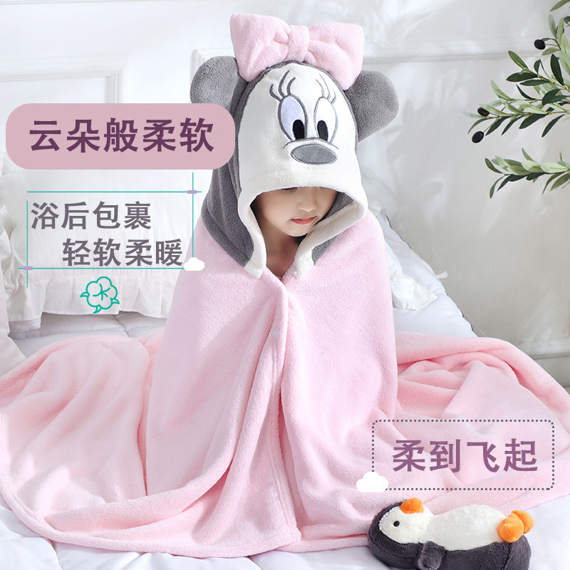 A类加厚儿童浴巾斗篷连帽冬季新生儿洗澡浴袍宝宝浴衣不掉毛C129