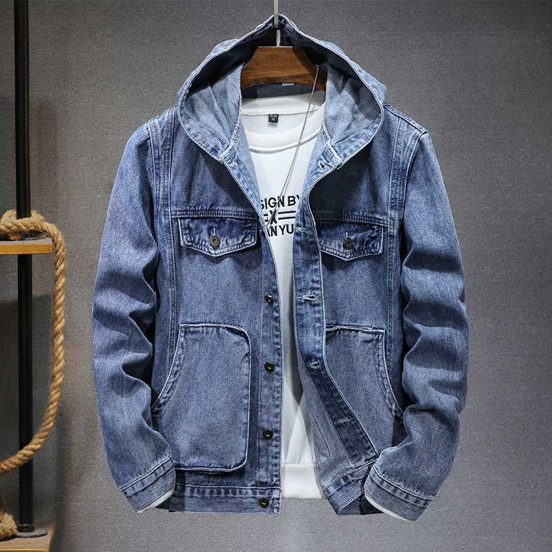 【连帽潮流】牛仔夹克男士韩版帅气百搭工装外套水洗宽松休闲牛仔