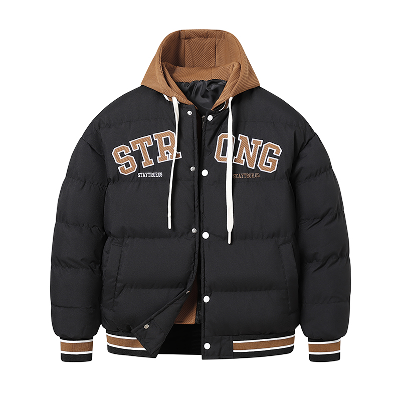 （新款破价）时尚刺绣棉袄连帽加厚冬季保暖秋冬百搭时尚加厚款棉服