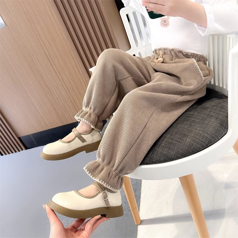 女童秋冬裤子2023新款儿童加厚一体绒运动裤女宝宝洋气休闲长裤潮