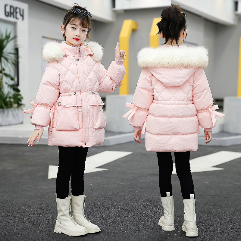 女童棉衣中长款冬季女孩外套2023新款儿童中大童洋气韩版加厚棉袄