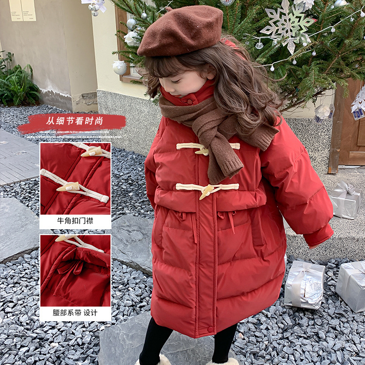 2023年冬季新款服儿童冬装中长款加厚棉衣女孩御寒洋气外套女童P