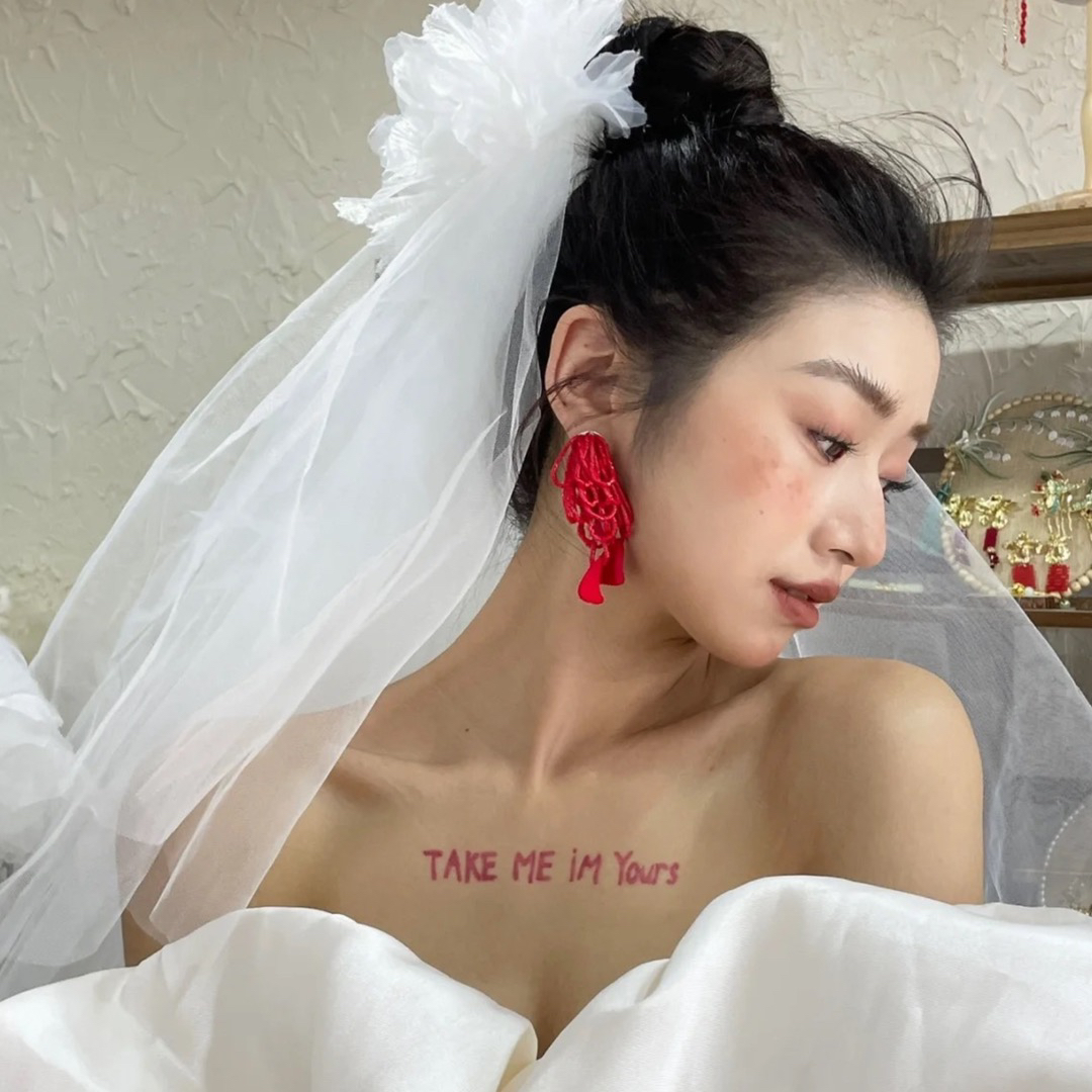 合金布艺耳饰 南一婚饰新款串珠流苏鬼马新娘俏皮可爱少女耳饰