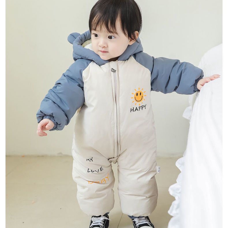 2023新款新生儿冬季羽绒连体衣婴儿加厚外出服哈衣衣儿童宝宝爬