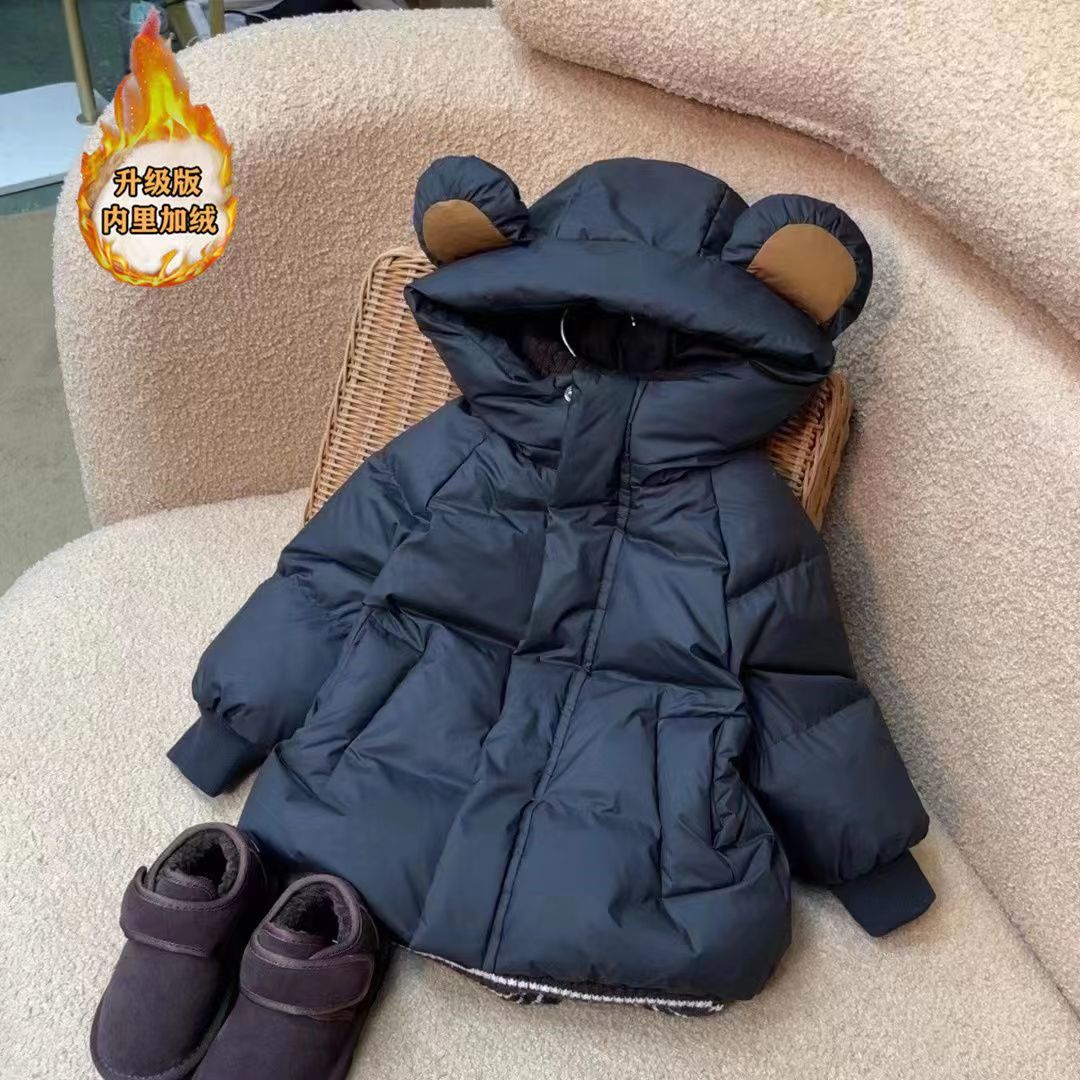 女童冬装加绒袄防寒保暖加厚衣韩版冬季羽绒服冬款女洋气连帽外套