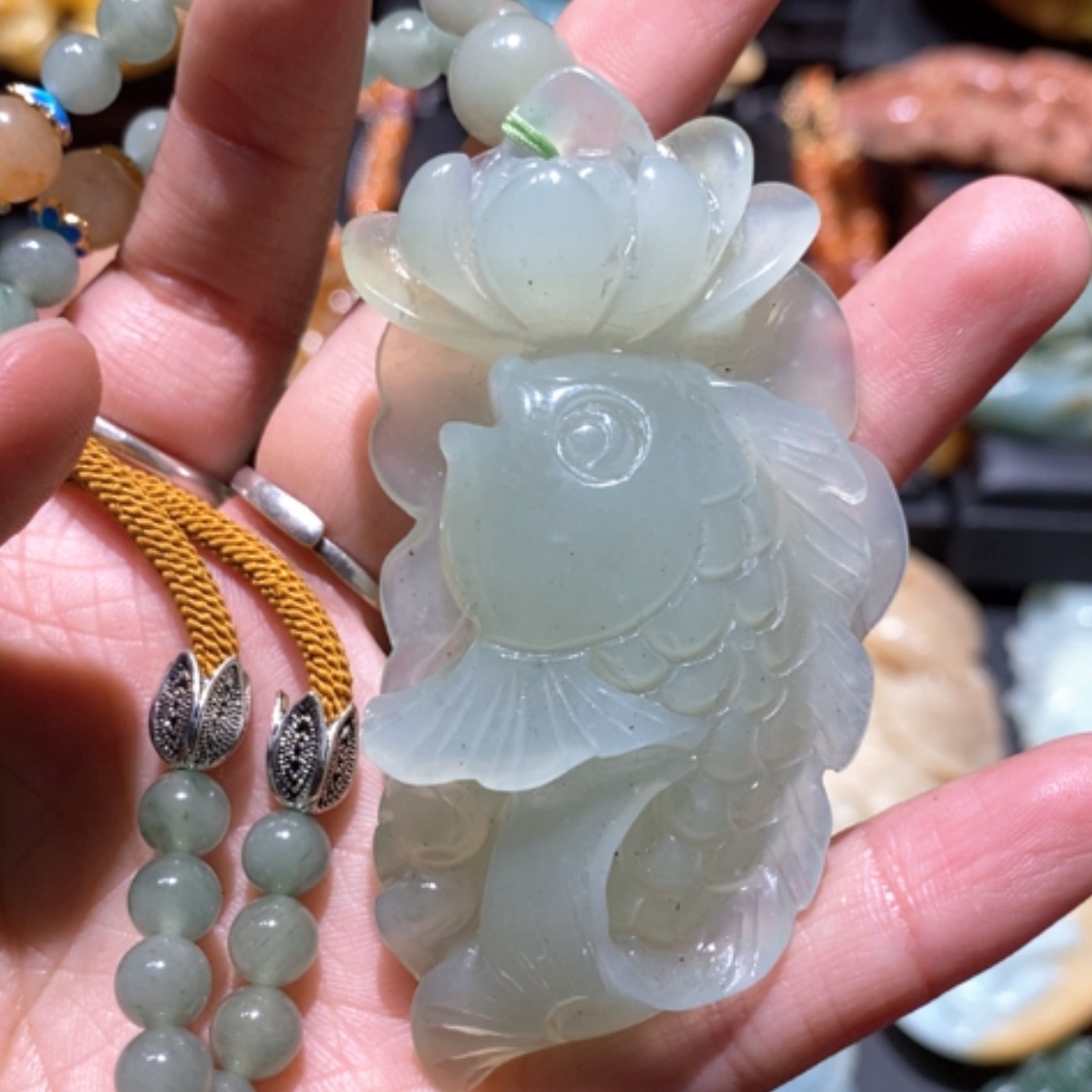 【闪购商品】蛇纹石玉颈饰合金