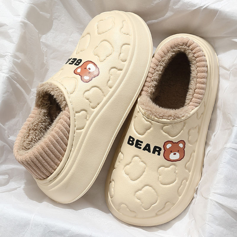 防水棉拖鞋女士冬季新款外穿包跟室内家居保暖厚底防滑冬季棉拖鞋
