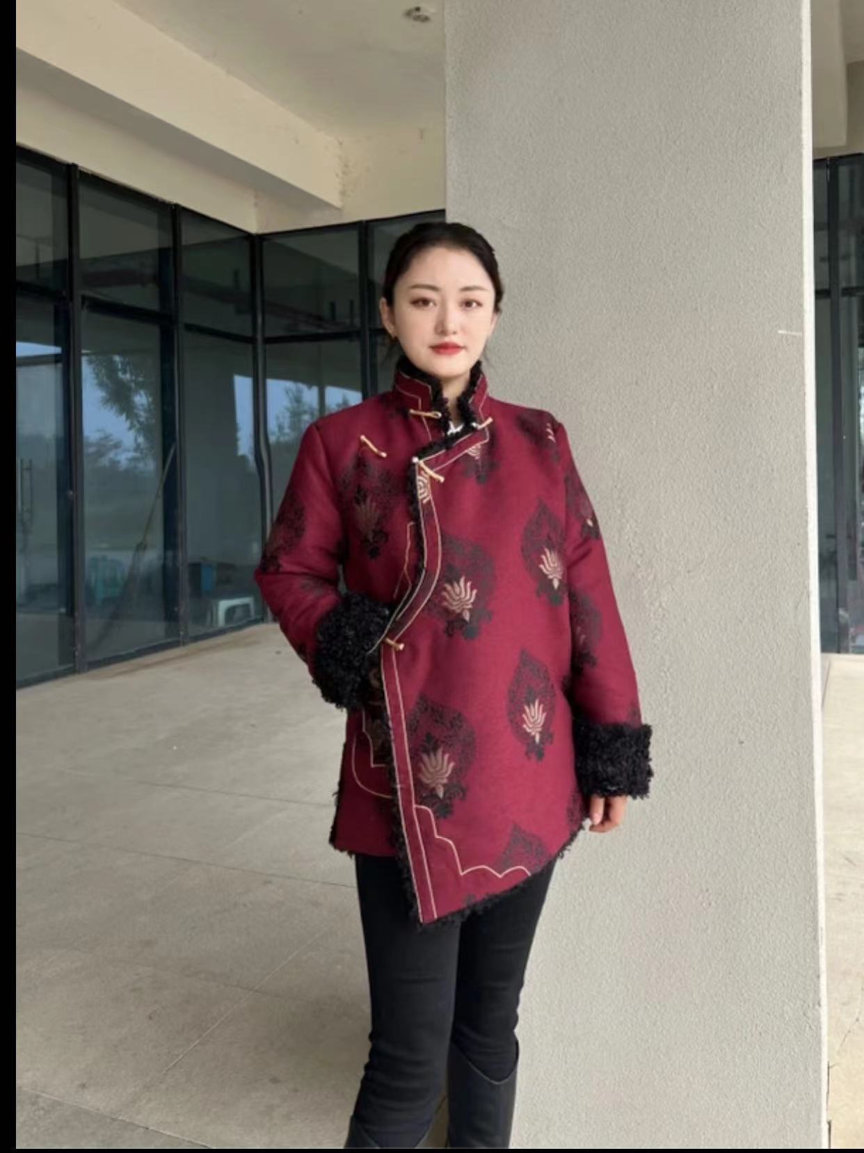 唐装女士拉萨服上衣超厚棉衣民族风西藏服装中式棉服提花藏服百搭