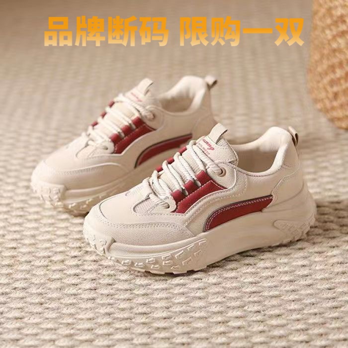 断码意尓康爆款真皮老爹女鞋ins潮2023秋季新款厚底百搭休闲运动