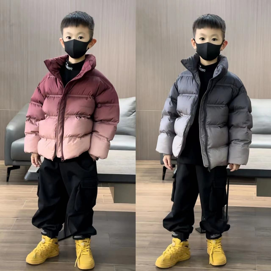 男童冬季加厚白鸭绒羽绒服2023新款渐变中大童保暖厚实羽绒外套潮
