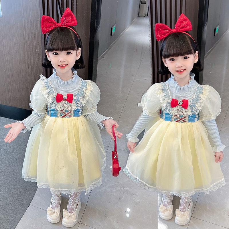 【爆款】女童春秋连衣裙2023新款加绒白雪公主裙宝宝洋气可爱蓬蓬