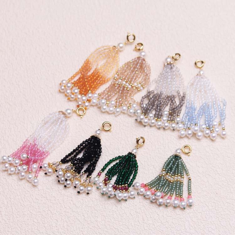 手工水晶珠子流苏穗子手錬包挂饰吊饰可拆卸高级古风多彩色透亮