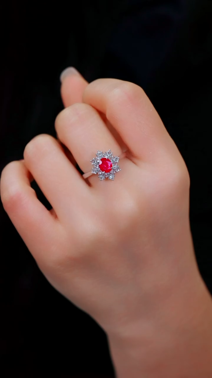【闪购商品】红宝石戒指18K金镶嵌1CT@@U4288