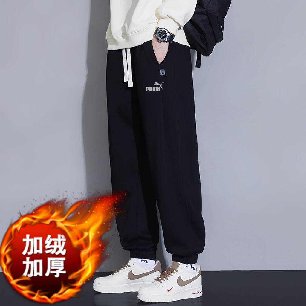 彪馬运动休闲裤棉秋冬男加绒束脚裤加厚大码卫裤百搭宽松潮流裤子