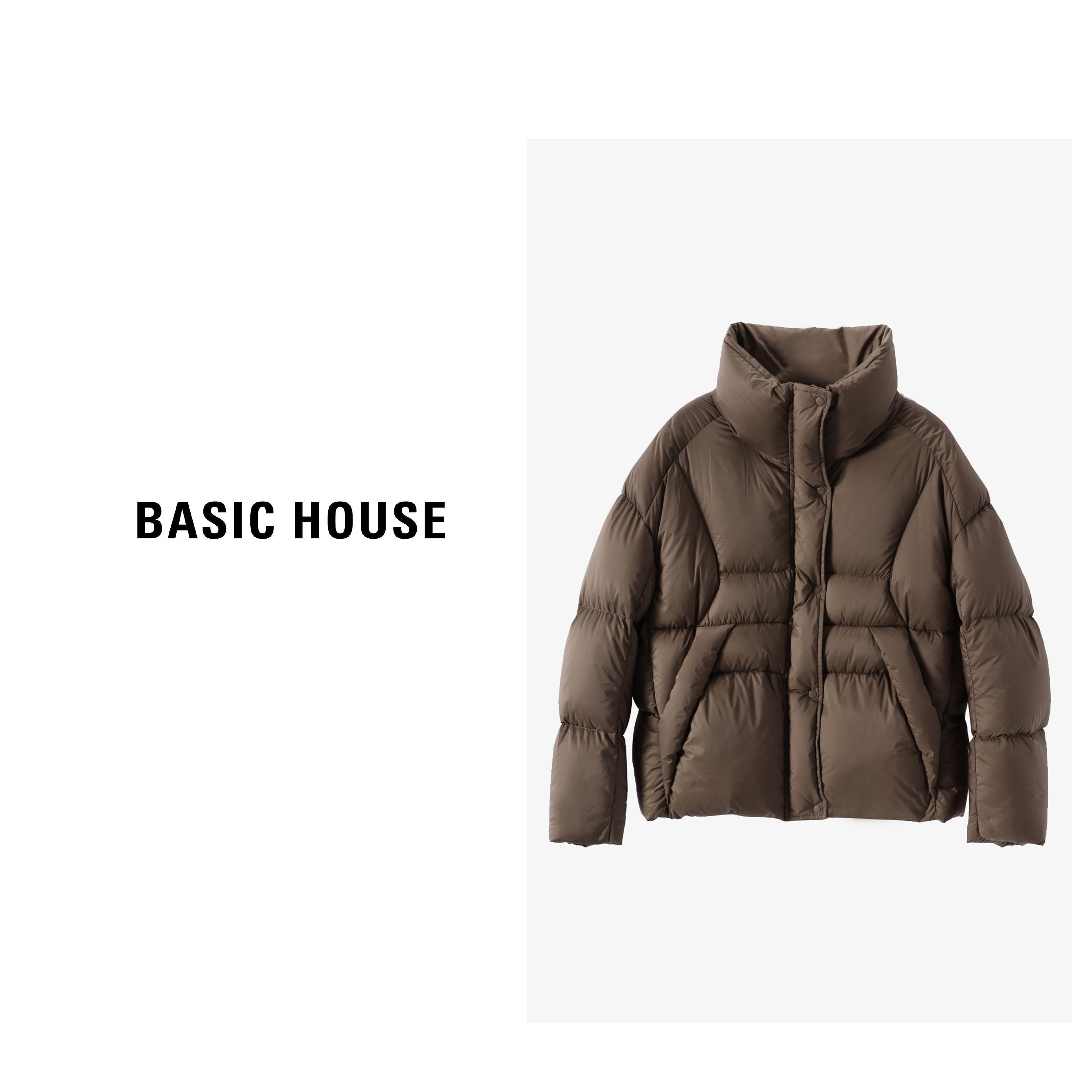 Basic House/百家好冬季轻暖感百搭立领短款羽绒服B0923B50102