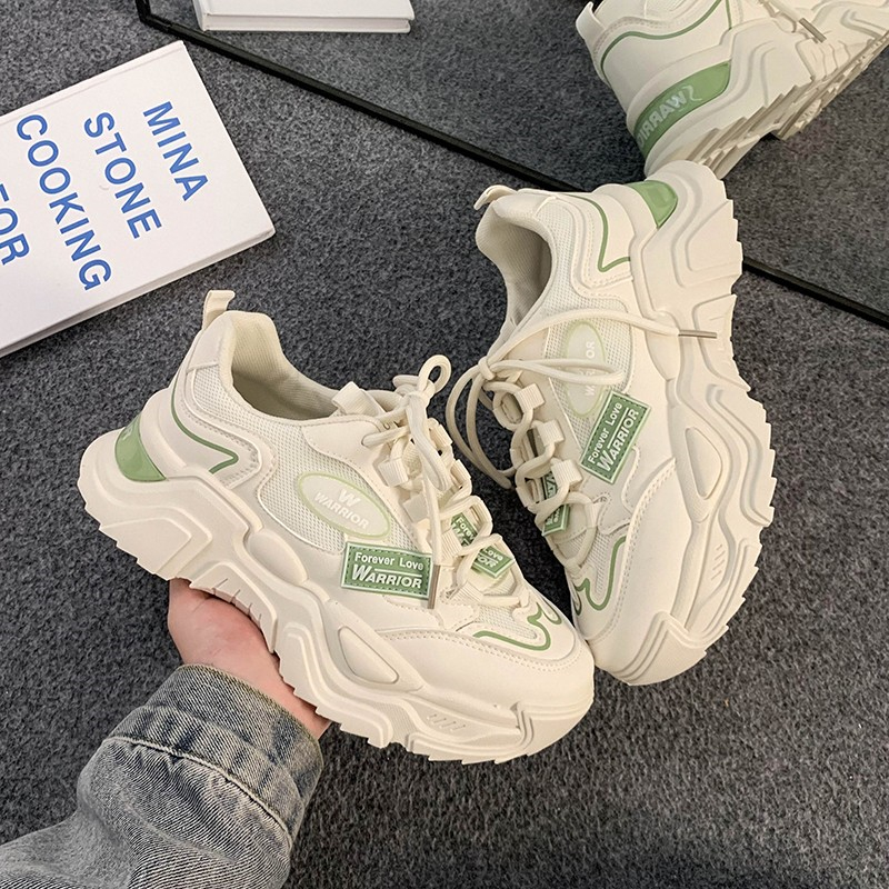 回力瑞奶绿色老爹鞋女款夏季薄款透气厚底运动鞋子ins潮百搭休闲