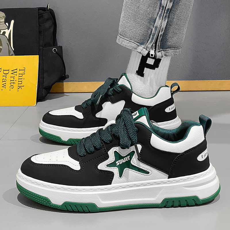 国潮男鞋秋季2023新款学生运动休闲板鞋小众软底工作百搭星星潮鞋