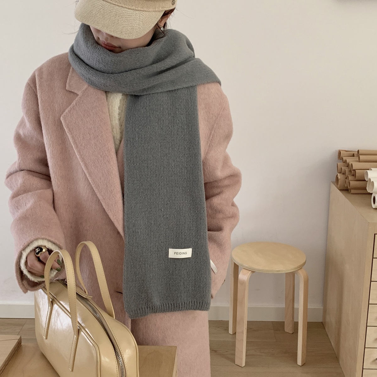 韩系简约情侣冬季女款ins纯色软糯百搭时尚学生基础针织保暖围脖