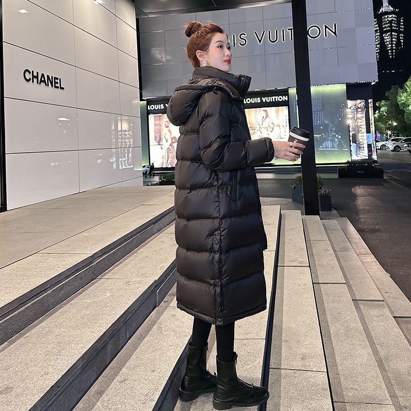 白鸭绒羽绒服女中长款2023冬季正品新款加厚过膝连帽显瘦外套