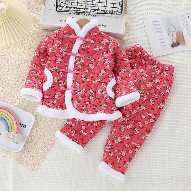 东北儿童女童棉袄棉服大花袄新款加厚套装中国宝宝棉衣冬季拜年服