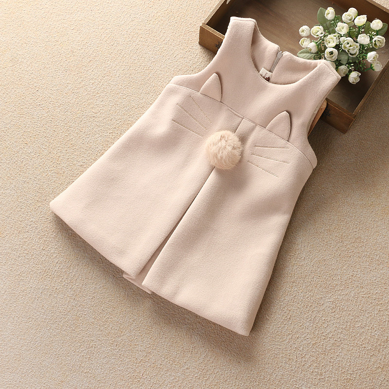 女童毛呢背心裙2023秋冬季韩版儿童女孩气质修身无袖呢子连衣裙子